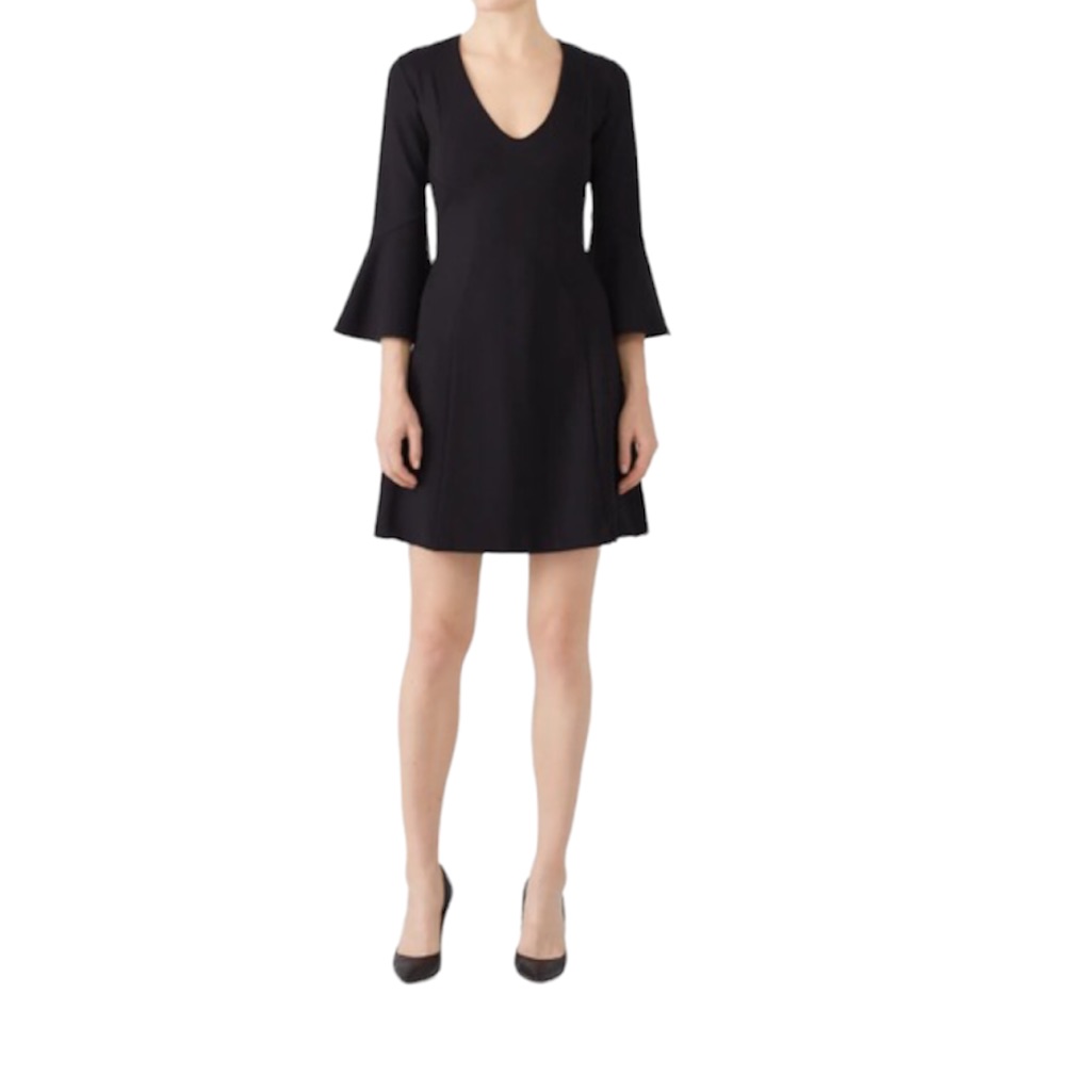 Amanda Uprichard Black Fresno Bell Sleeve Dress
